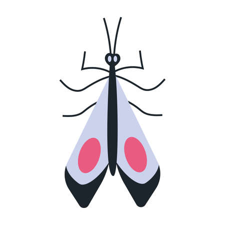 Night moth, insect with wings, cartoon style. Trendy modern vector illustration isolated on white background, hand drawn, flat design.のイラスト素材
