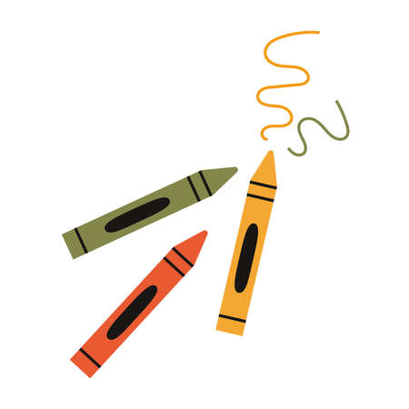 Crayons, colorful wax pencils, cartoon style. cute stationery. Trendy modern vector illustration isolated on white background, hand drawn, flat design.のイラスト素材