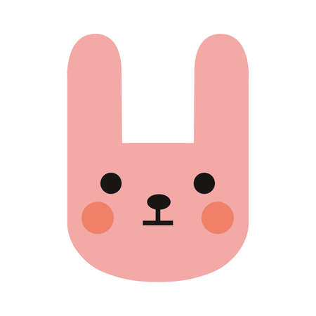 Cute rabbit muzzle, Little bunny in cartoon style. Trendy modern vector illustration isolated on white background, hand drawn, flat design.のイラスト素材