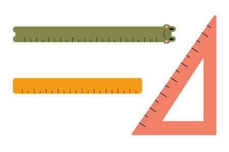 Ruler, Triangle Ruler for School, cartoon style. cute stationery. Trendy modern vector illustration isolated on white background, hand drawn, flat design.のイラスト素材