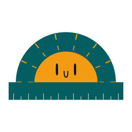 Cute school geometry protractor, cartoon style. Trendy modern vector illustration isolated on white background, hand drawn, flat design.のイラスト素材