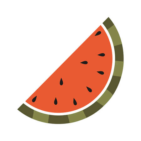 Watermelon fruit slice, cartoon style. Trendy modern vector illustration isolated on white background, hand drawn, flat design.のイラスト素材