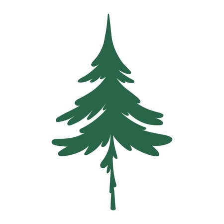 Spruce tree silhouette, cartoon style. Trendy modern vector illustration isolated on white background, hand drawn, flat design.のイラスト素材
