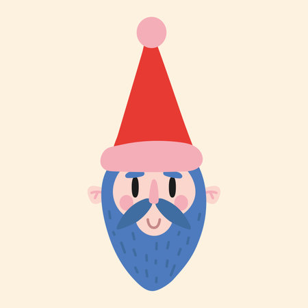 Santa Claus head, cartoon style. Trendy modern vector illustration, hand drawn, flat design.のイラスト素材