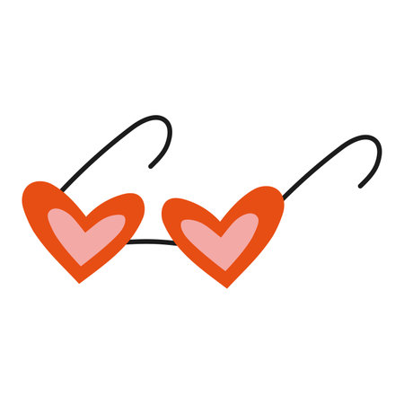 Pink heart shaped sunglasses, cartoon style. Trendy modern vector illustration isolated on white background, hand drawn, flat design.のイラスト素材