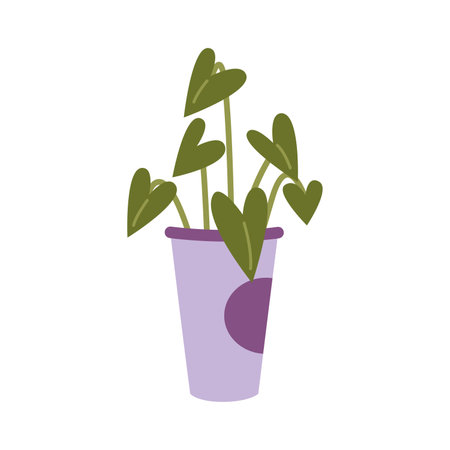 Alocasia or Philodendron, cartoon style. House plants for home interior, urban jungle. Trendy modern vector illustration isolated on white, hand drawn, flat design.のイラスト素材
