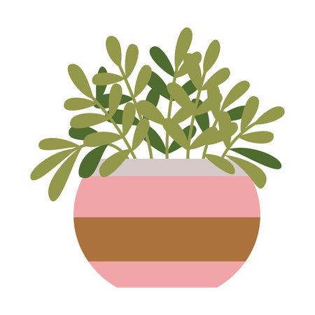Potted house plant, cartoon style. Trendy modern vector illustration isolated on white background, hand drawn, flat design.のイラスト素材