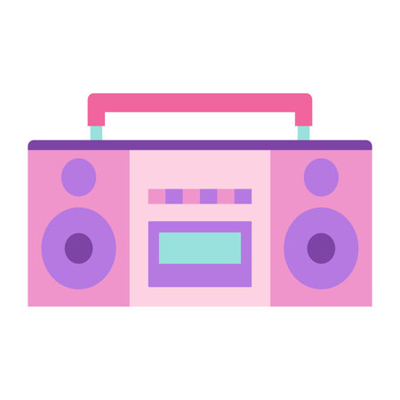 Retro audio portable stereo boombox, cartoon style. Trendy modern vector illustration isolated on white background, flat design.のイラスト素材