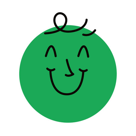 Happy Emoticon, face expressing joy and happiness, cartoon style. Trendy modern vector illustration isolated on white background, hand drawn, flat design.のイラスト素材