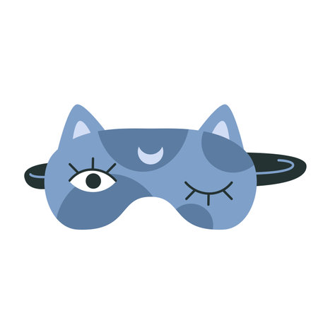 Cute sleeping mask with cat ears and eyes, cartoon style. Trendy modern vector illustration isolated on white background, hand drawn, flat design.のイラスト素材