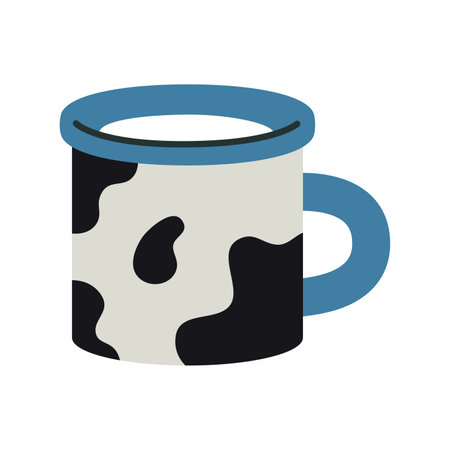 Milk mug with cow print, cartoon style. Trendy modern vector illustration isolated on white background, hand drawn, flat design.のイラスト素材