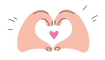 Gestures, two Hands making Heart shape, love sign. Gesturing human arms. Trendy modern vector illustration isolated on white background, hand drawn, flat design.のイラスト素材