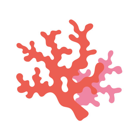 Red pink coral. Simple marine element for underwater themes, ocean decor and aquatic designs. Vector illustration isolated on white background, hand drawn, flat design.のイラスト素材