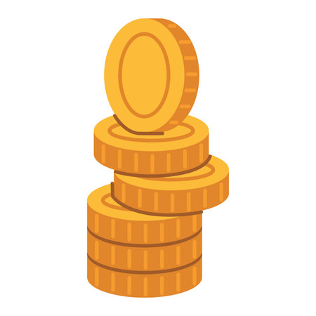 Stack of gold coins, symbolizing savings, income, and financial growth. Modern vector illustration isolated on white background, hand drawn, flat design.のイラスト素材