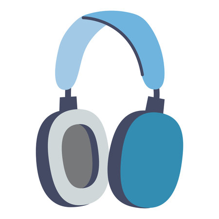 Blue wireless headphones for music, sport training and comfortable listening on the go. Trendy modern vector illustration isolated on white background, hand drawn, flat design.のイラスト素材
