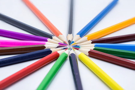 Color pencils on white background.の写真素材