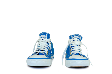 Blue shoe of male on white background.の写真素材