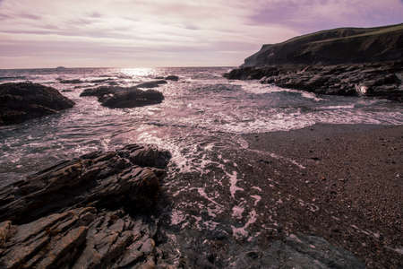 New Polzeath Cornwall- The colors of the sunset over the sea