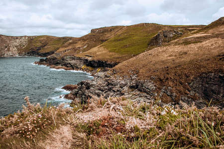 Tintagel - Beautiful view of the mountains and the sea in Cornwall