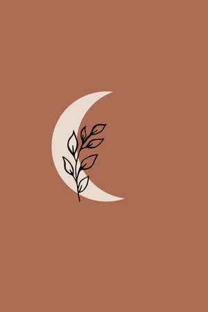 Printable minimalist botanical illustration. Home decor, wall art. Boho.の写真素材