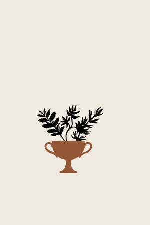 Printable minimalist botanical illustration. Home decor, wall art. Boho.の写真素材