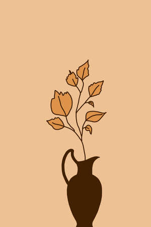 Minimalistic illustration for printing. Wall posters, interior design. Botanical illustration.の写真素材