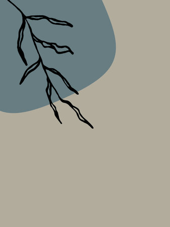 Minimalist Printable Botanical Illustration .Plants Illustration. Home decor.の写真素材