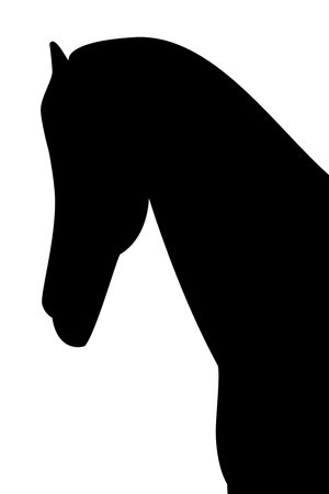 Animal illustration. Black silhouette of a horse on a white background.の写真素材