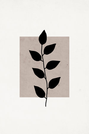 Neutral wall art. Printable botanical illustration. Modern wall decoration for the room. Modern house. Cover design, wallpaper.の写真素材