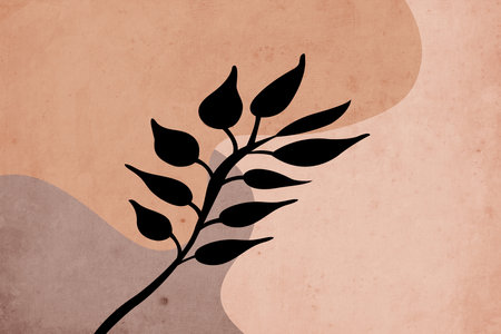 Printable trendy botanical card. Use for cover, wallpaper, wall art.の写真素材