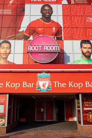 Liverpool, England - March 23, 2022. View of the Anfield stadium in Liverpool, Englandのeditorial素材