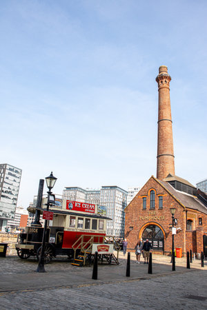 Liverpool, UK. March 21, 2022. Architecture of the city. Beautiful landscape on the River Mersey