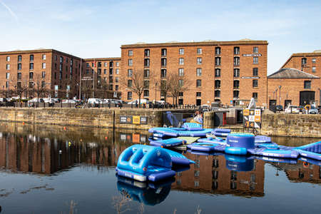 Liverpool, UK. March 21, 2022. Architecture of the city. Beautiful landscape on the River Merseyのeditorial素材