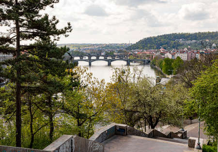 Prague Czech Republic April 26, 2022. Architecture of the city. Panorama of the city on the Weltawa...