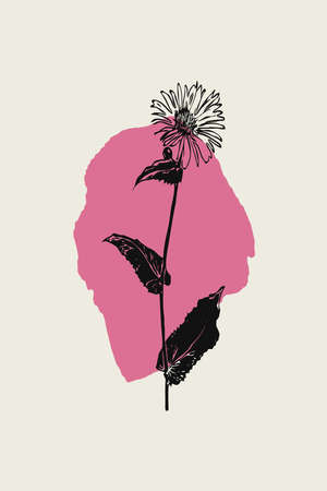 Printable trendy botanical card. Use for cover, wallpaper, wall art.の写真素材