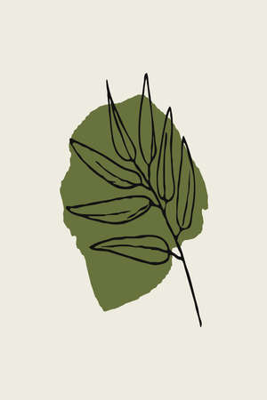 Printable trendy botanical card. Use for cover, wallpaper, wall art.の写真素材