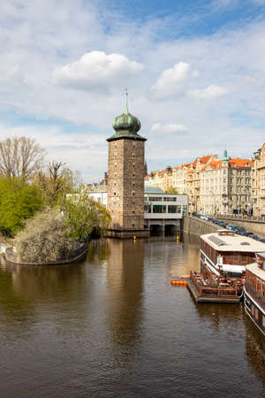Prague Czech Republic April 26, 2022. Architecture of the city. Landscape on the Vltava River.のeditorial素材