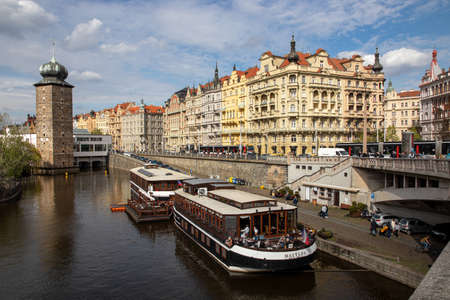 Prague Czech Republic April 26, 2022. Architecture of the city. Landscape on the Vltava River.のeditorial素材
