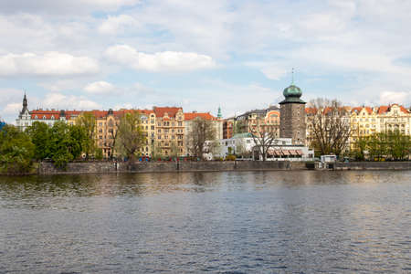 Prague Czech Republic April 25, 2022. Architecture of the city. Landscape on the Vltava River.のeditorial素材