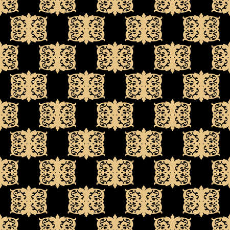Oriental seamless pattern in art deco style. Gold elements on a black background. Design for...
