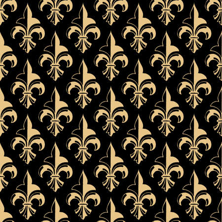 Oriental seamless pattern in art deco style. Gold elements on a black background. Design for printing on textiles, wallpapers, backgrounds. The tiles can be combined with each other.の写真素材