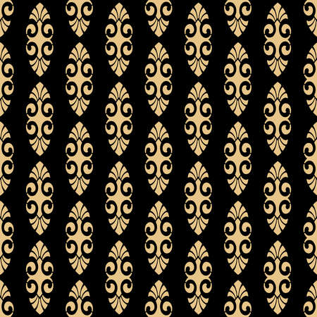 Oriental seamless pattern in art deco style. Gold elements on a black background. Design for...