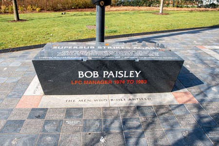 Liverpool, England - March 23, 2022. Liverpool Anfield Stadium, England. Anfield Forever Engraved Stone by LFC Manager Bob Paisley.のeditorial素材