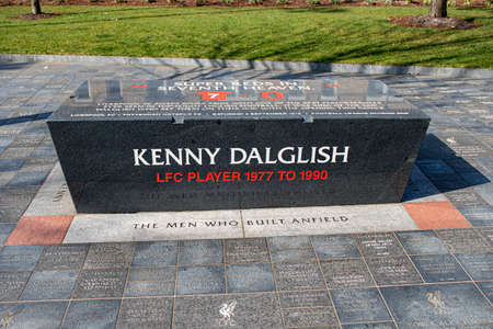 Liverpool, England - March 23, 2022. Liverpool Anfield Stadium, England. Anfield Forever Engraved Stone by LFC Player Kenny Dalglish.のeditorial素材