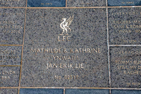 Liverpool, England - March 23, 2022. Liverpool Anfield Stadium, England. Memorial plateのeditorial素材