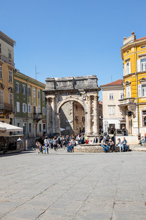 Pula Croatia Peninsula Istria April 29, 2022. Architecture of the city.のeditorial素材