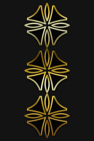 Luxurious 3D background with golden pattern for use on birthday cards, wedding invitations, business cards. Interior design. 3D renderingの写真素材