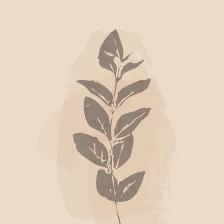 Printable trendy botanical card. Use for cover, wallpaper, wall art.の写真素材