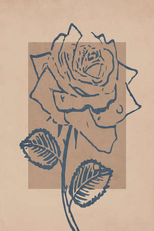 Printable trendy botanical card. Use for cover, wallpaper, wall art.の写真素材