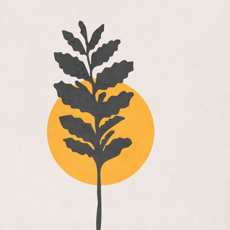 Printable trendy botanical card. Use for cover, wallpaper, wall art.の写真素材